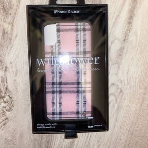 Pink plaid wildflower Iphone X phone case